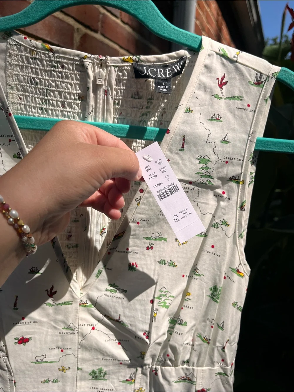J Crew V-Neck Dress in Map Print NWT